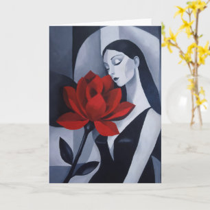 Cartão de Saudação Dobrado de Arte Moderna Mulher 