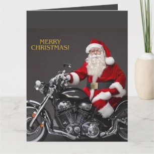 Cartão de Saudação Dobrado do Biker Santa Claus