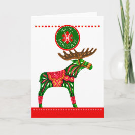 Cartão de Saudação Dobrado do Elk do Natal escandi