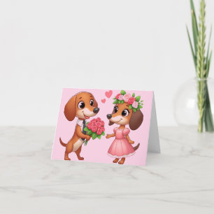 Cartão de Saudação Dobrado Pink Dachshund