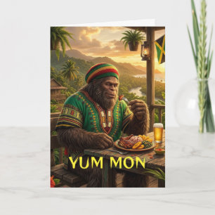cartão de saudação dobrado Sasquatch jamaicano Yum