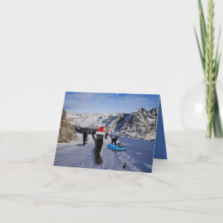 Cartão de Saudação Dobrável Gatos Pretos em Snowbo