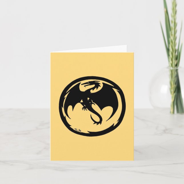 Cartão de saudação Dourado Black Dragon (vertical) (Frente)
