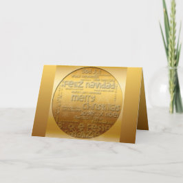 Cartão de Saudação Dourado Internacional da Navida