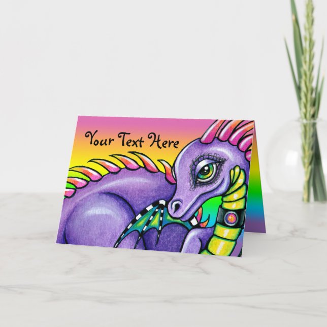 Cartão de Saudação "Draco", um Bebê Cute Rainbow D (Frente)