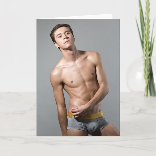 Cartão de saudação elegante e sexy de Cara quente (Frente)