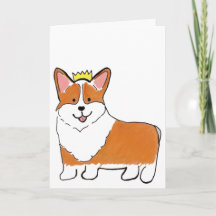 Cartão de saudação em branco com cão corgi real