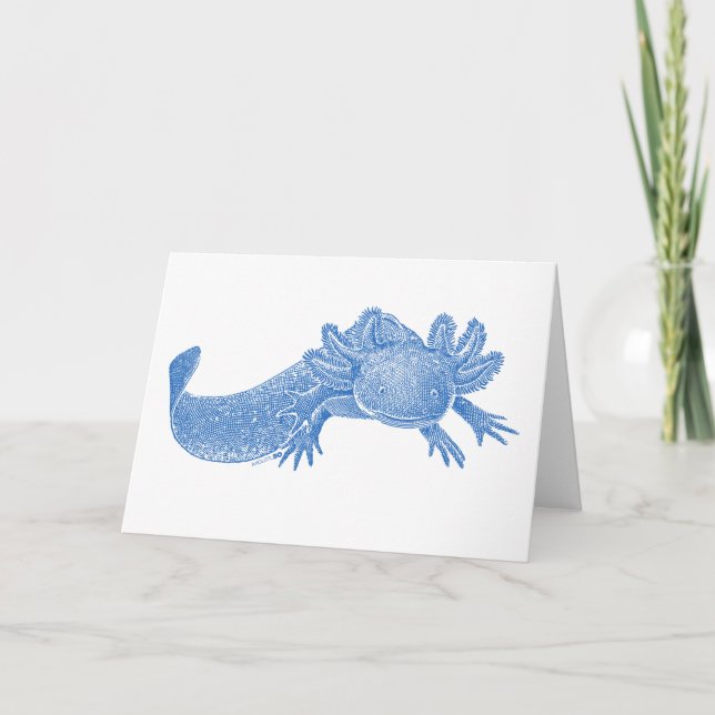 Cartão de Saudação em Branco de Axolote - AZUL (Frente)
