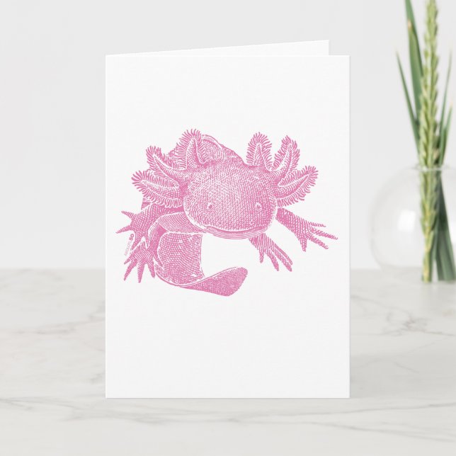 Cartão de Saudação em Branco de Axolote - ROSA (Frente)
