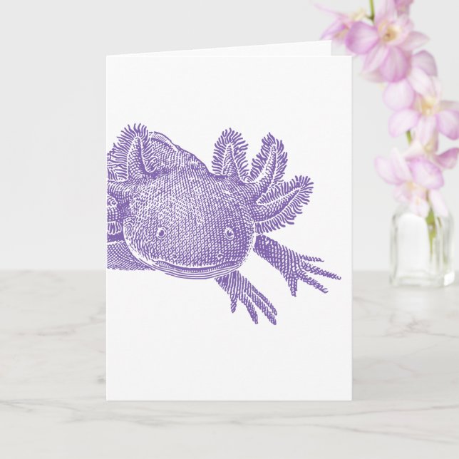 Cartão de Saudação em Branco de Axolote - ROXO (Orquídea)