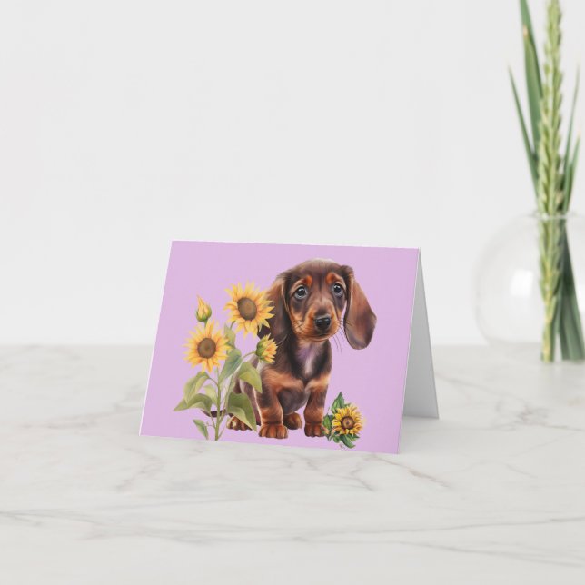 Cartão de Saudação em Branco de Cachorrinho Dachsh (Frente)