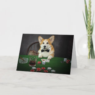 Cartão de saudação em branco de Corgi jogando Poke