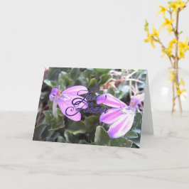 Cartão de Saudação em Branco Flores Roxas Amor Ete