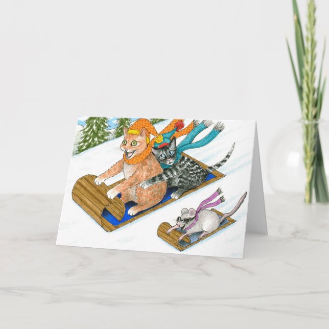 Cartão de saudação engraçado Cat 435 (Frente)