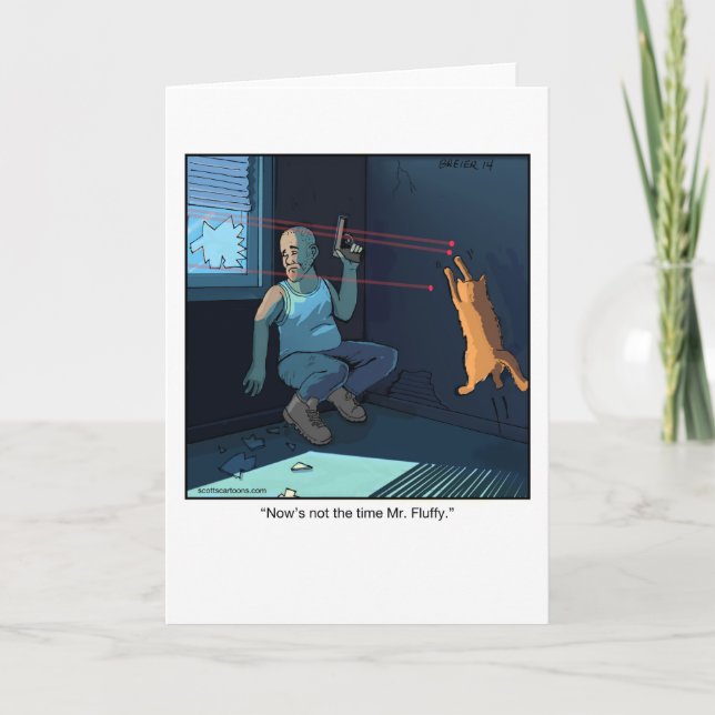 Cartão de Saudação Engraçado - Gato Laser (Frente)