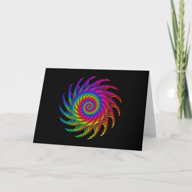Cartão de Saudação Espiral Arco-Íris Psicodélico (Frente)