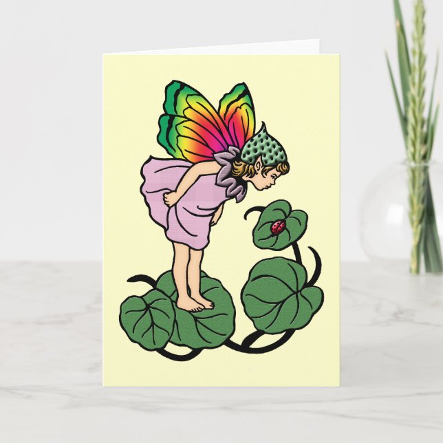 Cartão de Saudação Faerie e Lady Bug (Frente)