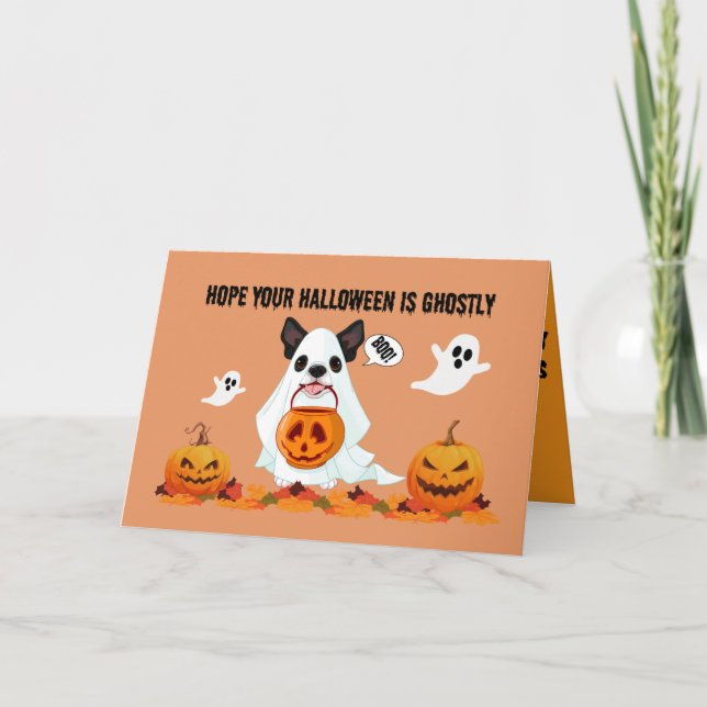 Cartão de Saudação Fantasma de Halloween (Frente)