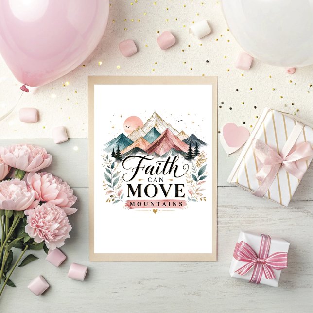 Cartão de Saudação Fé Pode Mover Montanhas (Faith Can Move Mountains Greeting Card. )