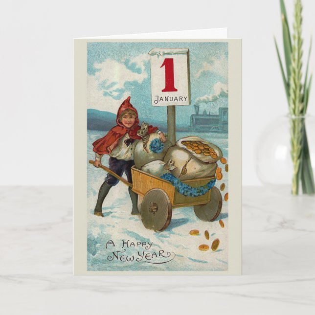 Cartão de saudação "Feliz ano novo" (Frente)