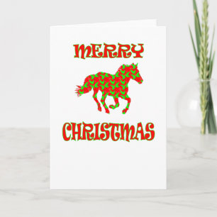 Cartão de Saudação Feliz de Design Horse de Natal