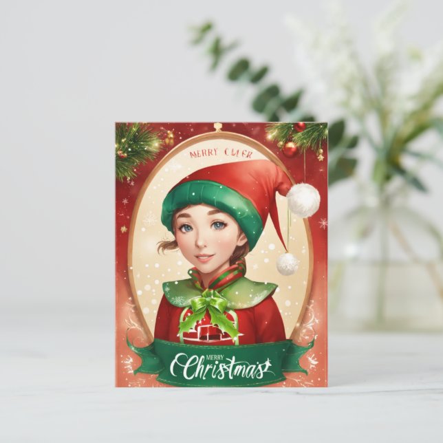 Cartão de Saudação Feliz de Natal (Em pé/Frente)