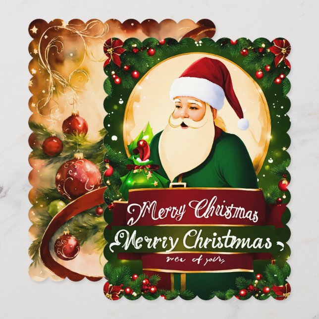 Cartão de Saudação Feliz de Natal (Frente/Verso)