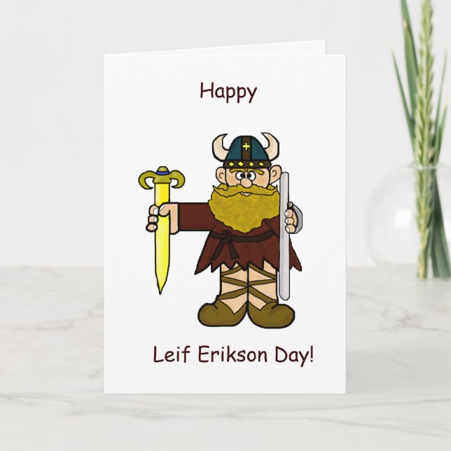 Cartão de Saudação Feliz do Dia de Leif Erikson (Frente)