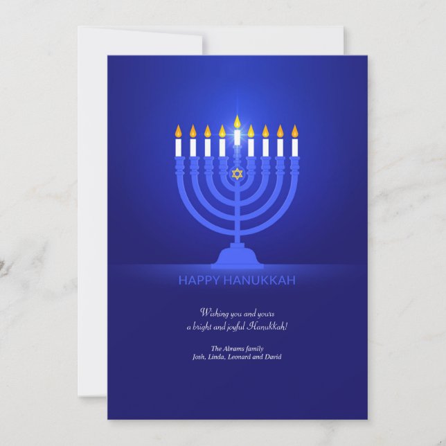 Cartão de Saudação Feliz Hanukkah (Frente)