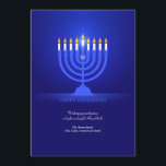 Cartão de Saudação Feliz Hanukkah<br><div class="desc">Um belo cartão de saudação Hanukkah com um fundo azul real e uma menorah acesa. (Vetores de Férias por Vecteezy) O cartão é fácil de personalizar com seu texto, fonte, cor da fonte, forma de papel e escolha do tipo de papel. Não exatamente o que você está procurando? Todos os...</div>