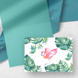 Cartão de Saudação Flamingo Rosa Tropical