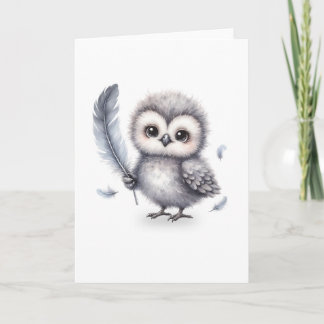 Cartão de Saudação Floffy Owl para uma Nota Cuidad