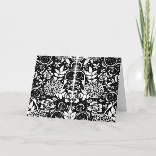 Cartão de Saudação Flor Preto e Branco