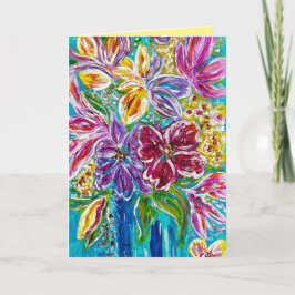 Cartão de Saudação Floral "Blue Vase" Folheto