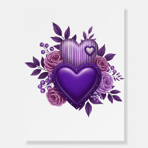 Cartão de Saudação Floral Coração Roxo