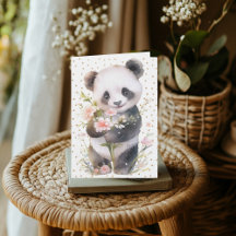 Cartão de Saudação Floral Panda
