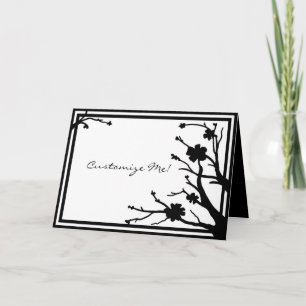 Cartão de saudação floral preto personalizável