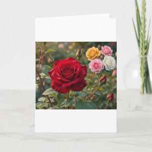 Cartão de Saudação Floral Rosas Coloridas Elegante
