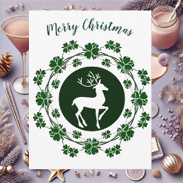 Cartão de Saudação Floral Wreath para Reindeer de