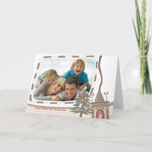 Cartão de Saudação Fotográfica de Lareira de Natal