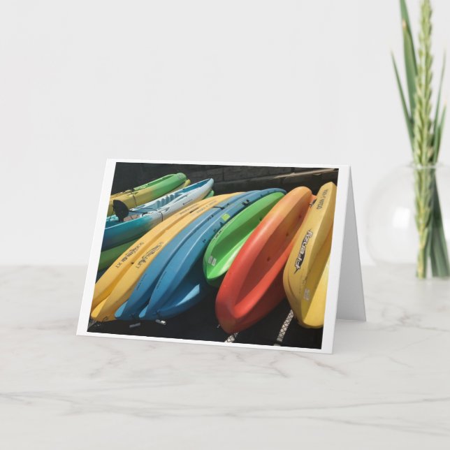 Cartão de Saudação Fotográfica "Kayaks Coloridos" (Frente)