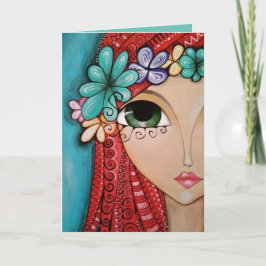 Cartão de Saudação - Garota Branca Posicionando