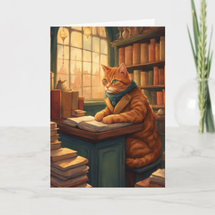 cartão de saudação gato da biblioteca #14