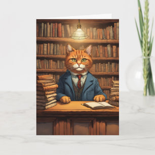 cartão de saudação gato da biblioteca #20