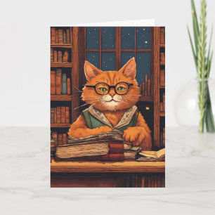 cartão de saudação gato da biblioteca #21