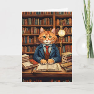 cartão de saudação gato da biblioteca #3