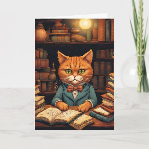 cartão de saudação gato da biblioteca #5