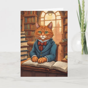 cartão de saudação gato de biblioteca #11