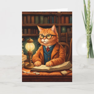 cartão de saudação gato de biblioteca #15