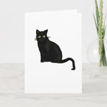 Cartão de Saudação Gato Preto Interior em Branco